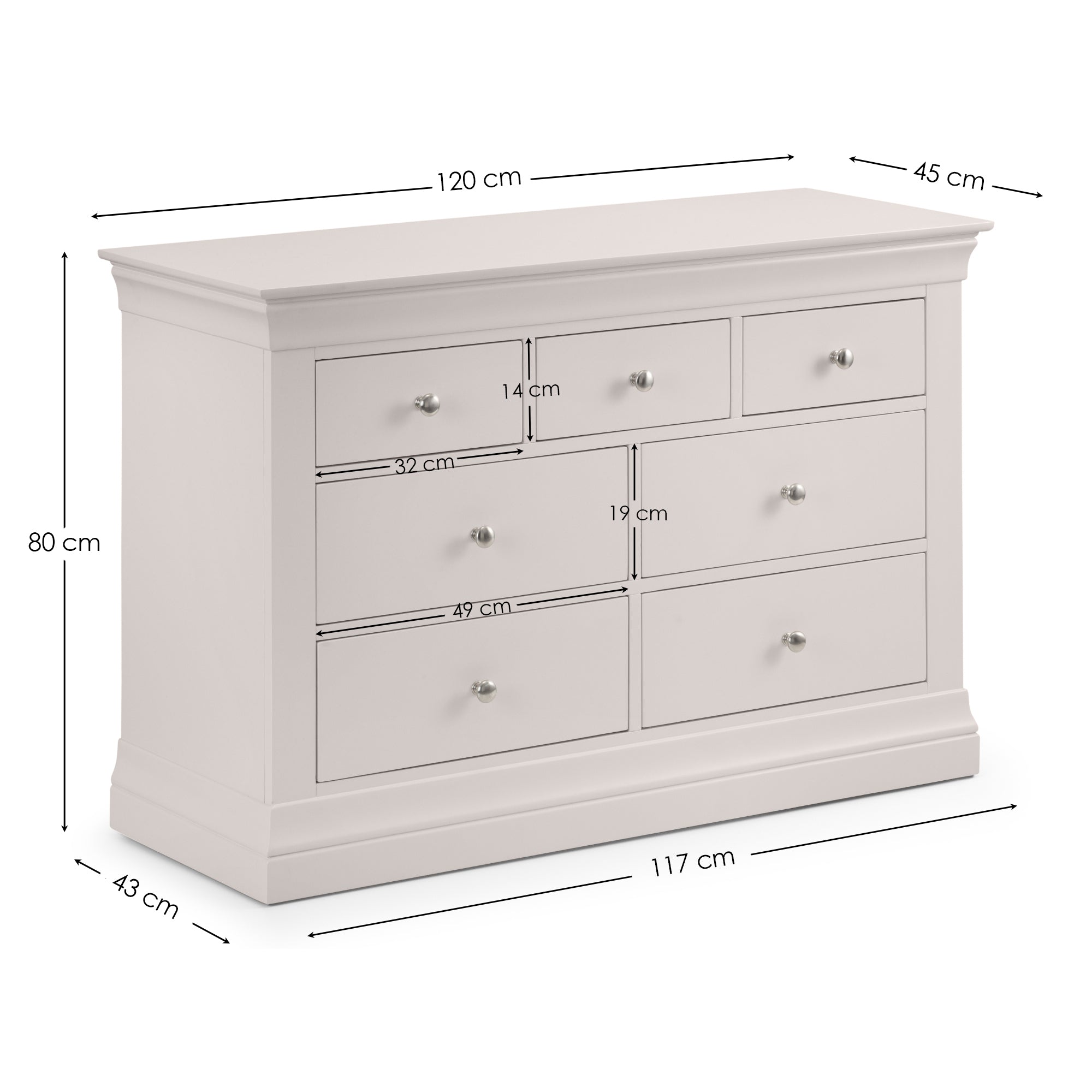 Fidel Light Grey Wood Chest of Drawers | 3 Drawers
